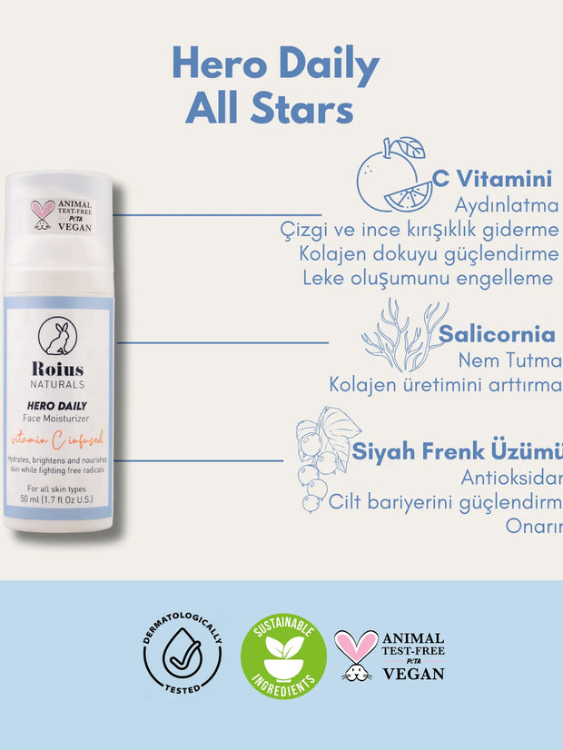 Roius Naturals C Vitaminli Hero Daily nemlendirici ürün özellikleri