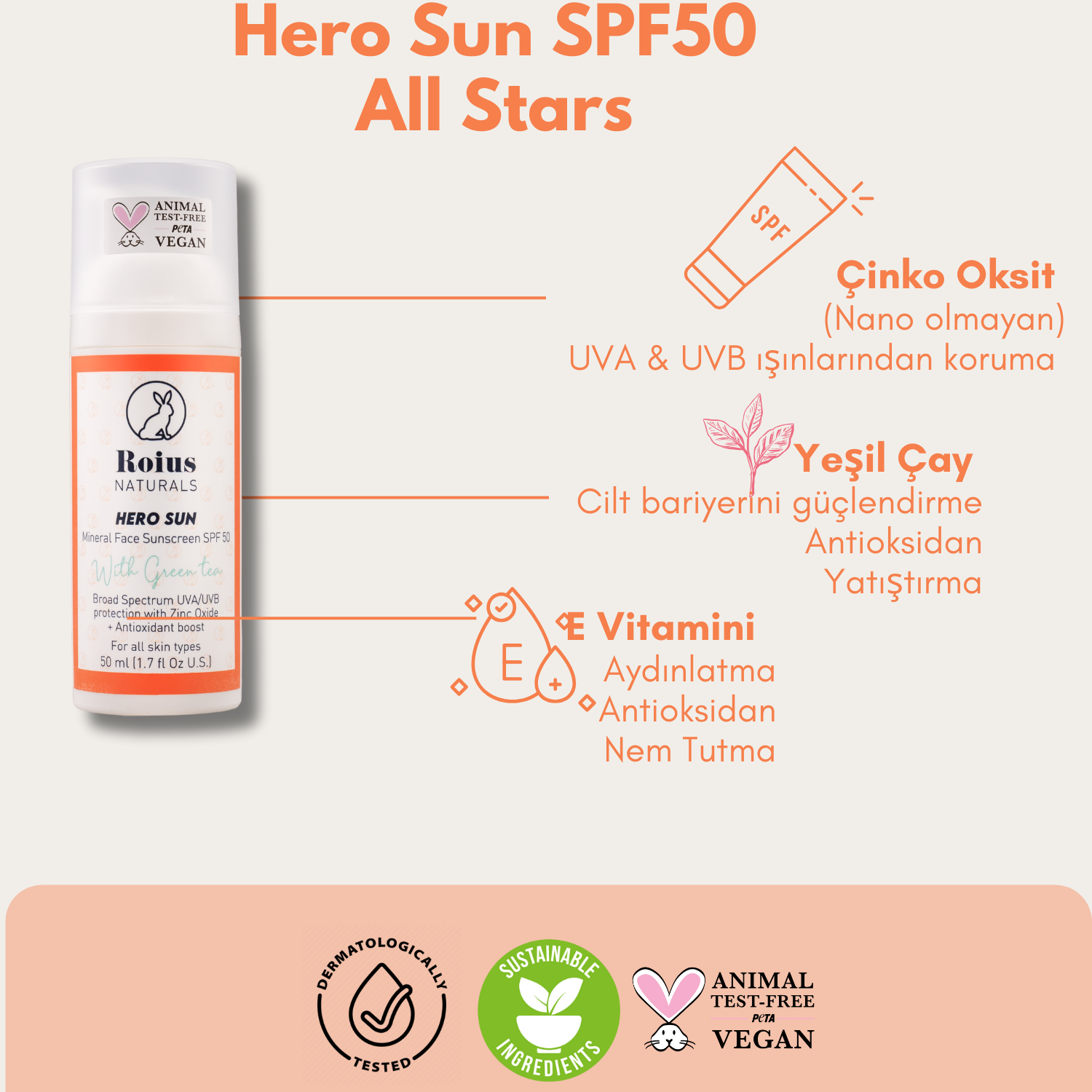 SPF50 Vegan Mineral Güneş Kremi Özellikleri