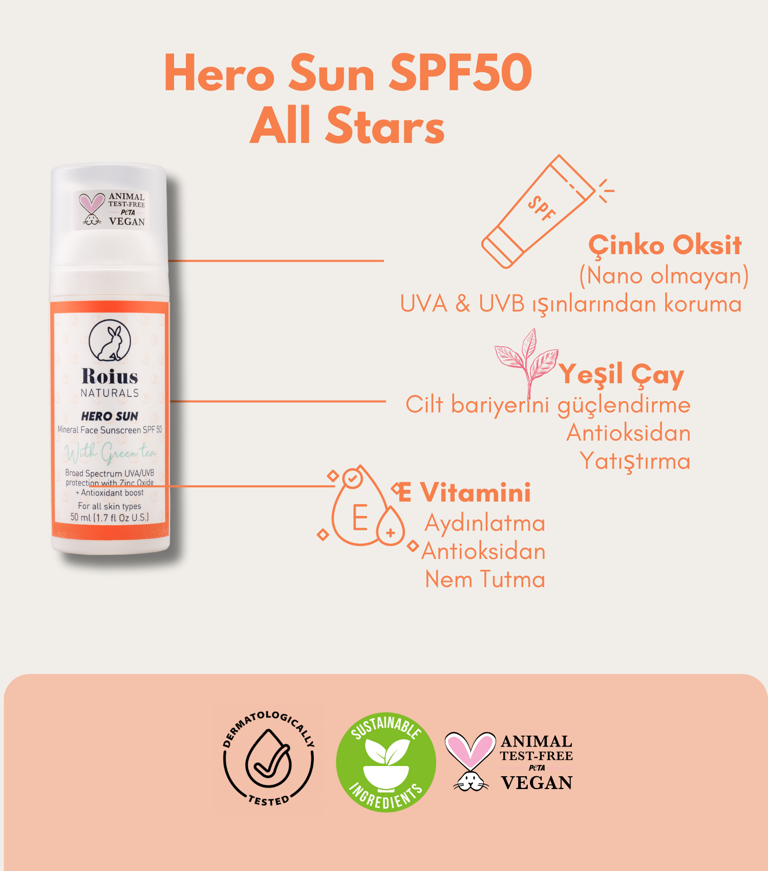 SPF50 Vegan Mineral Güneş Kremi Özellikleri